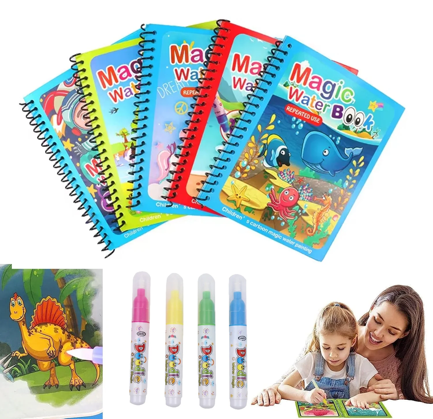 Reusable Water Magic Coloring Book - 1 шт., детская волшебная книга для